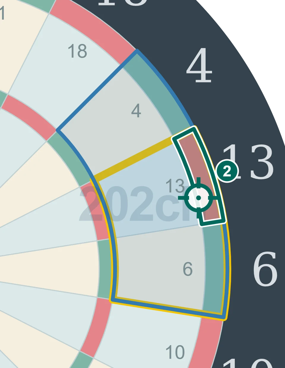 残り26点でD13を狙う2投目の図。
